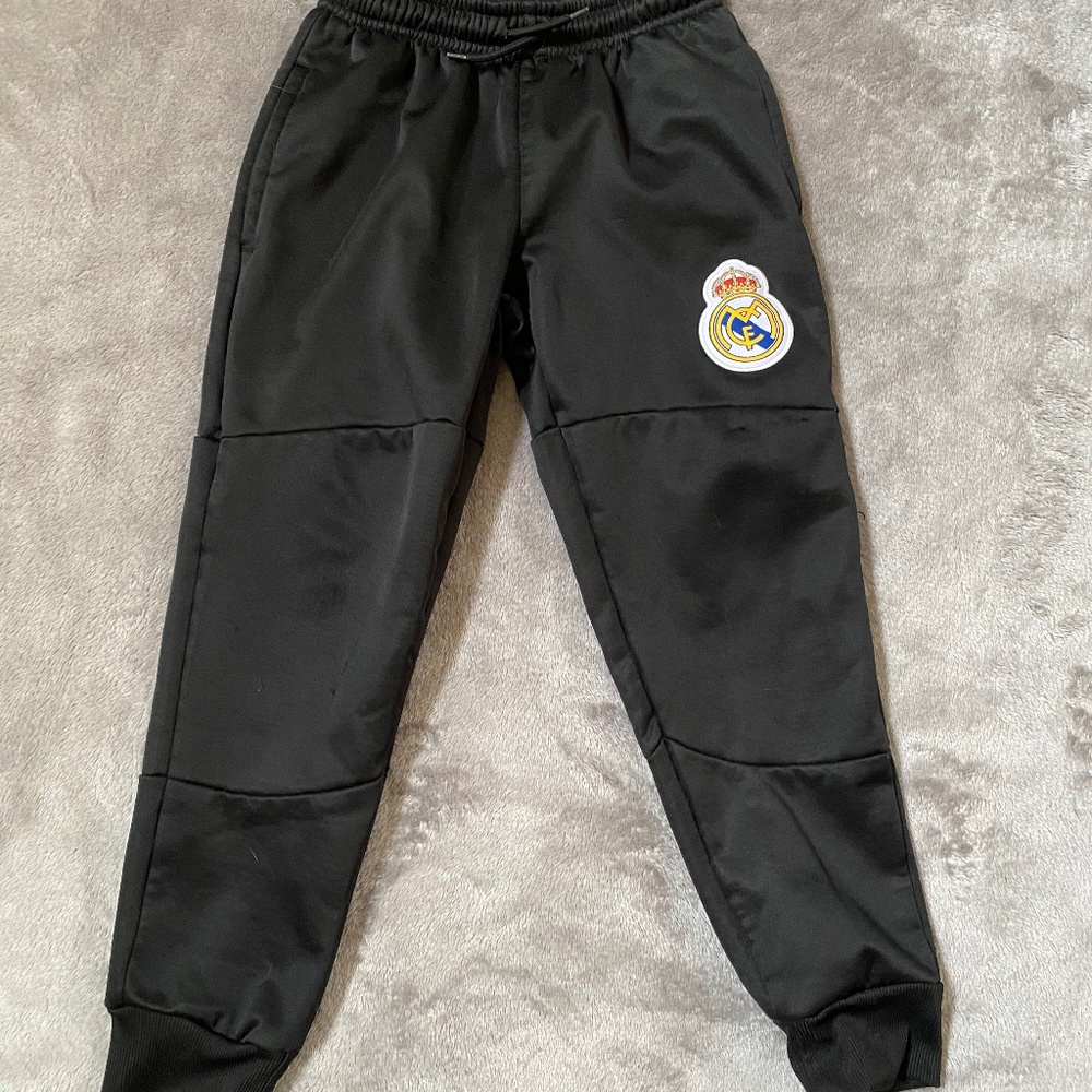Real Madrid boys black athletic pants- small